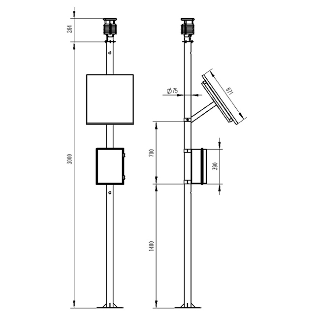 五要素自動氣象站產品尺寸圖