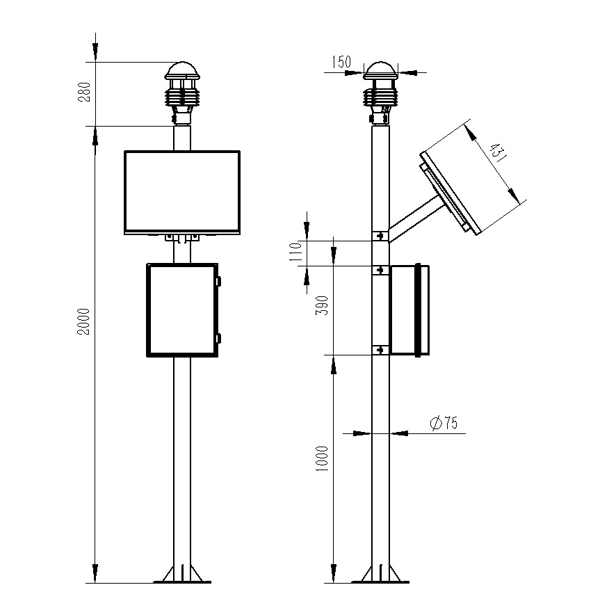 農業(yè)氣象站設備產品尺寸圖